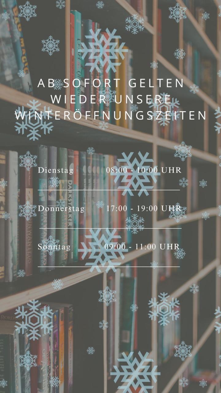 Winteröffnungszeiten Pfarrbücherei Schalchen